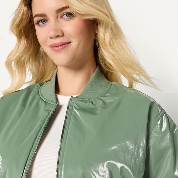 Green Shiny Bomber Jacket image 5